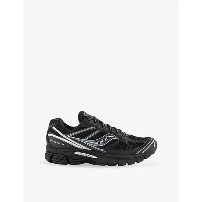 SAUCONY WOMENS BLACK SILVER PROGRID GUIDE 7 WOVEN TRAINERS