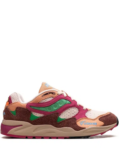Saucony X Jae Tips Grid Shadow 2 "what's The Occasion? Wear To The Party" Sneakers In Brown