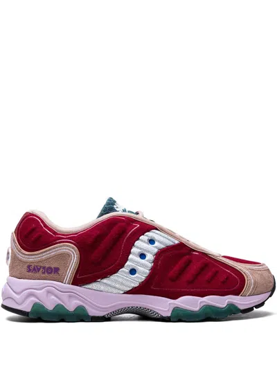Saucony X Jae Tips Matrix "burgundy/tan/multicolour" Sneakers In Burgundy/tan/multicolor