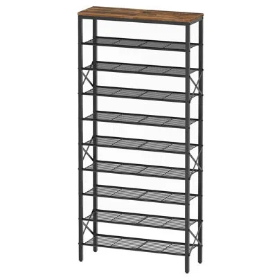 Sauder 10‑tier Freestanding Shoe Rack, 40‑pair Large‑capacity Shoe Storage Organizer For Entryway, Closet,  In Rustic Brown