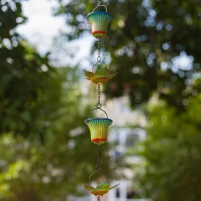 Sauder 11 Ft Rain Chain For Gutters With 16 Cups, Adjustable Outdoor Rain Catcher Chain, Downspout Replacem In Green