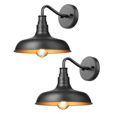 Sauder 2-pack Outdoor Wall Lights, Gooseneck Barn Light Fixtures, Wall Mounted Lanterns, Farmhouse Exterior