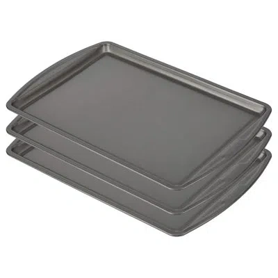 Sauder 3-piece Everyday Gray Nonstick Carbon Steel Baking Sheet Set, Standard Size 13×9 Inch Scratch Resist In Dark Gray