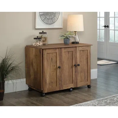 Sauder 40.079'' X 19.449'' Sewing Table With Wheels In Vintage Oak