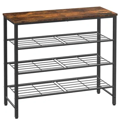 Sauder 4‑tier Freestanding Shoe Rack, 29.5" Wide Brown Shoe Storage Organizer For Closet, Entryway