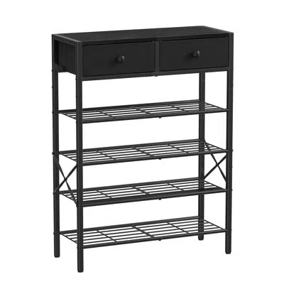 Sauder 5‑tier Shoe Rack With 2 Drawers, 16‑20‑pair Shoe Storage Organizer For Entryway, Closet In Charcoal