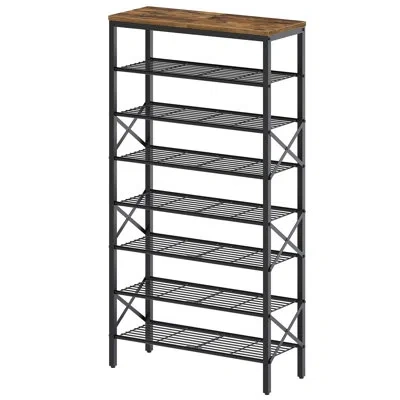 Sauder 8‑tier Freestanding Shoe Rack, 32‑pair Large‑capacity Shoe Storage Organizer For Entryway, Closet, D In Rustic Brown + Black
