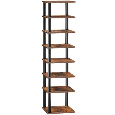 Sauder 8‑tier Narrow Freestanding Shoe Rack, Space‑saving Shoe Storage Organizer For Closet, Entryway, Bedr In Rustic Brown