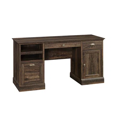 Sauder Barrister Lane Executive Desk, Iron Oak Finish In Brown