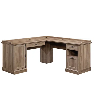 Sauder Barrister Lane L Desk, Salt Oak Finish In Brown
