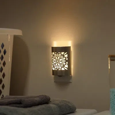 Sauder Brushed Nickel Led Plug-in Night Light, Warm White With Dusk-to-dawn Sensor For Indoor Spaces, Set O