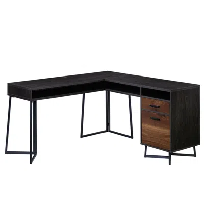 Sauder Canton Lane L Desk, Brew Oak Finish