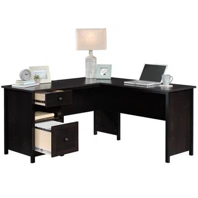 Sauder County Line L Desk, Estate Black Finish
