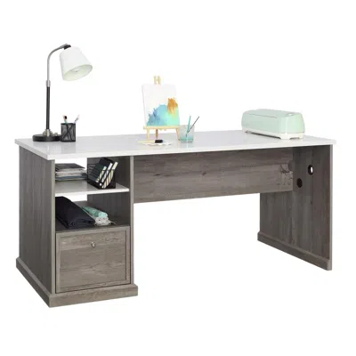 Sauder Craft Pro Series Craft & Hobby Storage, Mystic Oak Finish In Gray