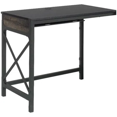 Sauder Foundry Road Desk Return, Carbon Oak Finish In Black