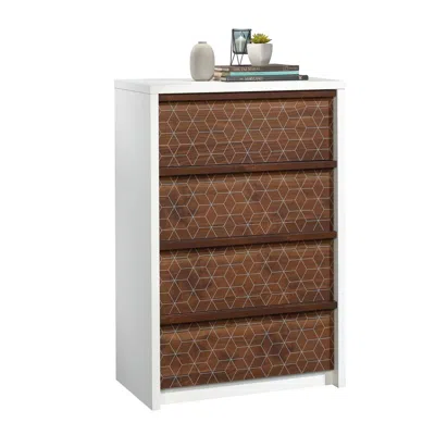 Sauder Harvey Park Chest, Soft White Finish In Brown