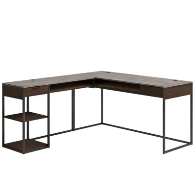 Sauder International Lux L Desk, Umber Wood Finish In Brown