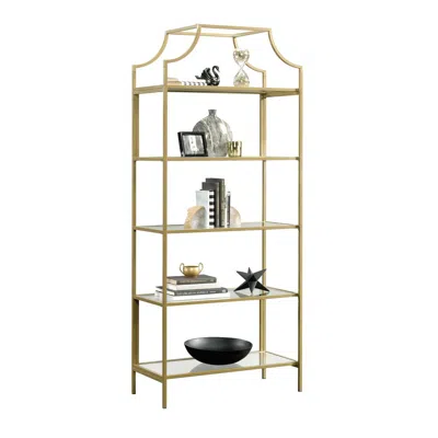 Sauder International Lux Open Shelving, Satin Gold Finish