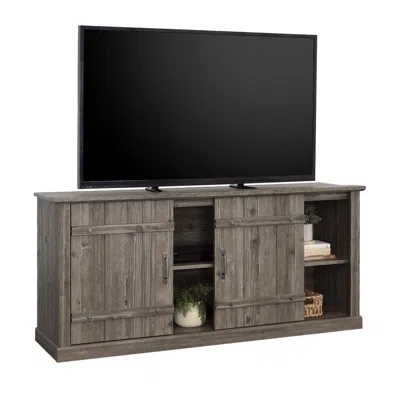 Sauder Misc Entertainment Credenza, For Tvs Up To 70", Pebble Pine Finish In Gray