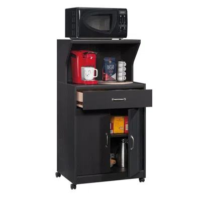 Sauder Miscellaneous Storage Kitchen Cart, Raven Oak Finish In Black