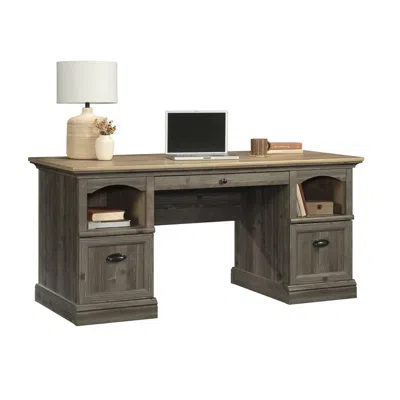 Sauder Sonnet Springs Executive Desk, Pebble Pine Finish In Brown
