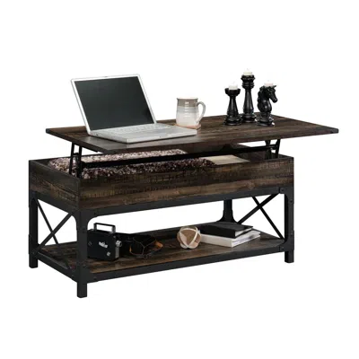 Sauder Steel River Coffee Table, Carbon Oak Finish