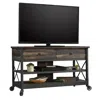 Sauder Steel River Credenza, For Tvs Up To 52", Carbon Oak Finish In Black