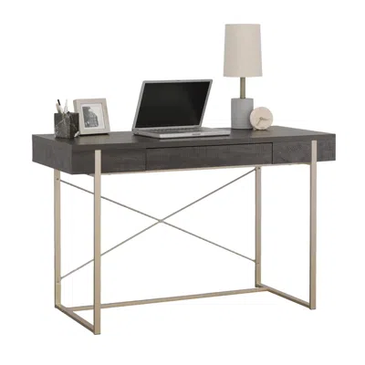 Sauder Walter Heights Desk, Blade Walnut Finish In Black