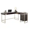 Sauder Walter Heights L Desk, Blade Walnut Finish In Gray