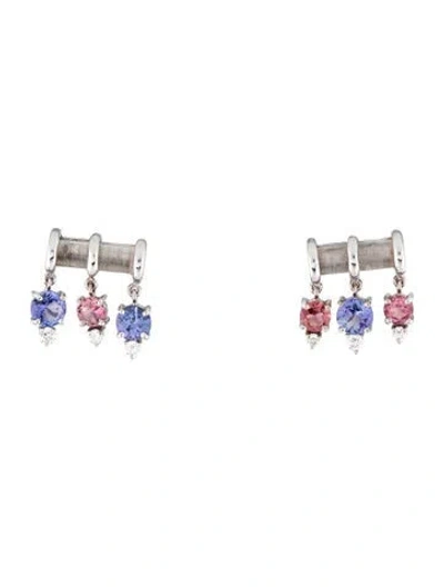 Pre-owned Sauer 18k Diamond & Crystal Theodora Drop Earrings In Multicolor