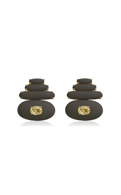 Sauer 18k Yellow Gold Balance Earrings Black