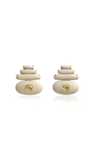 Sauer 18k Yellow Gold Balance Earrings White In Neutral