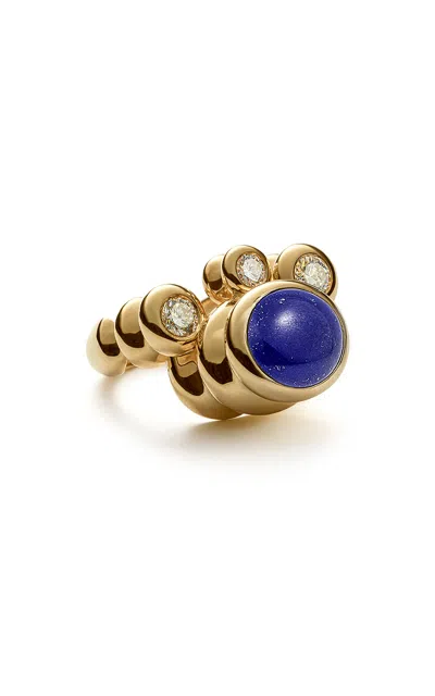 Sauer 18k Yellow Gold Constantin Ring With Lapis Lazuli And Diamonds In Gold