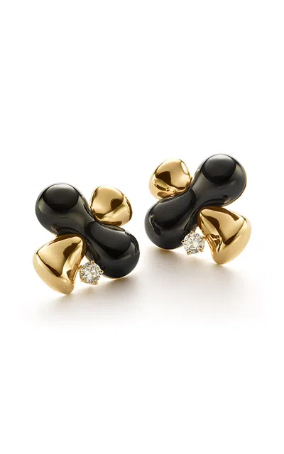 Sauer 18k Yellow Gold Moore Earrings With Diamonds In Gold