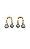 Sauer 18k Yellow Gold Wright Earrings With Chalcedony And Diamonds