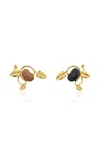 Sauer Magic Beans 18k Yellow Gold Wood; Diamond Earrings In Brown