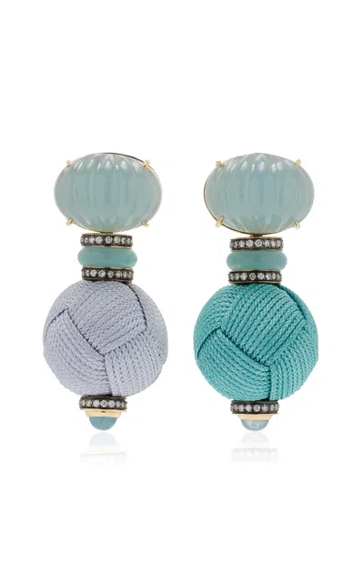 Sauer Yam Aquamarine; Amazonite Earrings In Blue