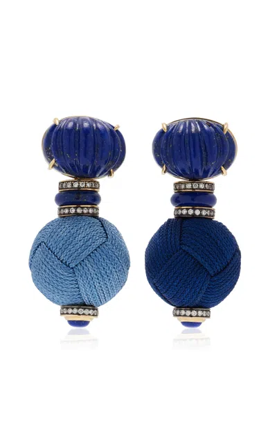 Sauer Yam Silk Lapis Earrings In Blue