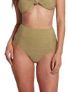 Sauipe Claire High Waist Bikini Bottom Lurex In Green In Green