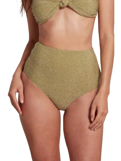 Sauipe Claire High Waist Bikini Bottom Lurex In Green