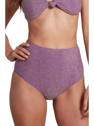 Sauipe Claire High Waist Bikini Bottom Lurex In Lilac In Animal Print