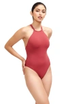 Sauipe Denise High Neck One Piece Swimsuit In Terracota Red