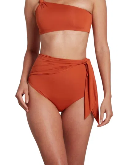 Sauipe Elle High Waist Bikini Bottom With Sash In Pumpkin In Orange