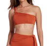 Sauipe Elle One Shoulder Bikini Top With Knot Detail In Pumpkin In Multi
