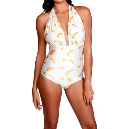 Sauipe Fernande Halter One Piece Swimsuit In Ginkgo Ivory In Multi
