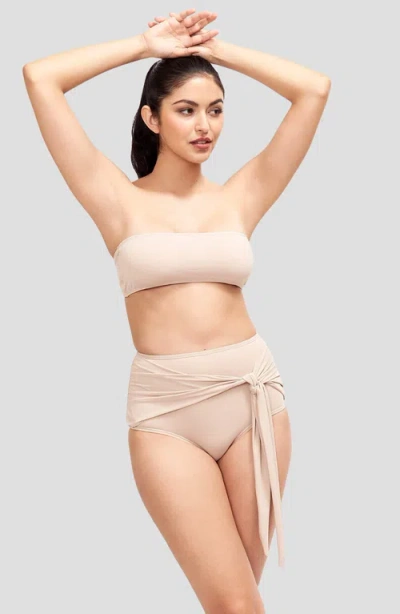 Sauipe Giovanna High Waisted Bikini Bottom In Camel