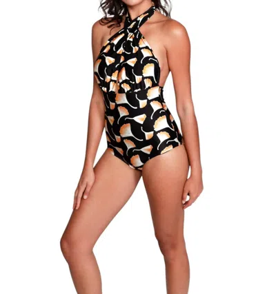 Sauipe Halter One Piece Swimsuit In Fernande In Black