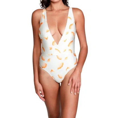 Sauipe Jacky Deep Plunge One Piece Swimsuit In Ginkgo Ivory In Multi