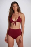 Sauipe Maya High Waisted Bikini Bottom In Burgundy
