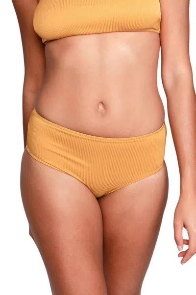 Sauipe Serena Hipster Bikini Bottom In Ribbed Fabric In Brown